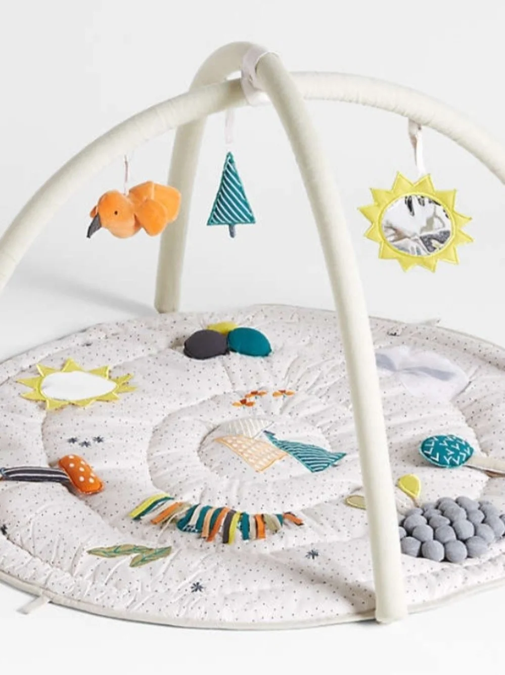 Crate&Barrel Cream Play Gym with Colorful Hanging Toys